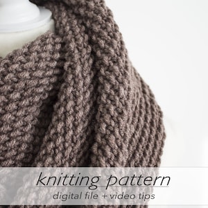 KNITTING PATTERN: 2 Sizes Textured Infinity Scarf Cozy Winter Scarf DIY Cowl Gift Bulky Chunky 12 ply Circular Knitting Beginner image 9