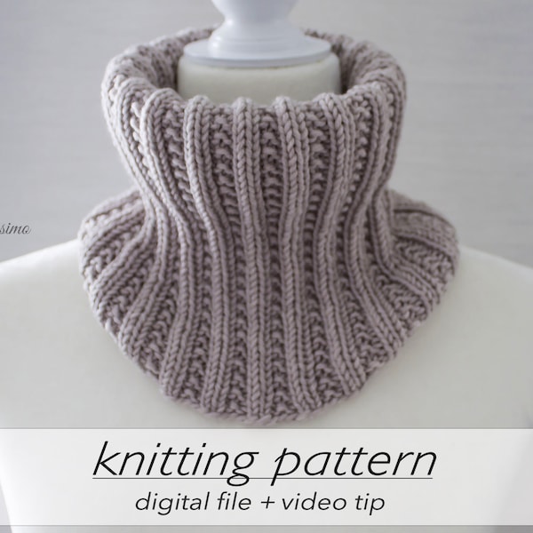 KNITTING PATTERN: Textured Cowl | Teen - Petite Adult Snood | DIY Neck Gaiter | Tube Scarf Gift | Aran 10 ply | Circular Knitting Beginner