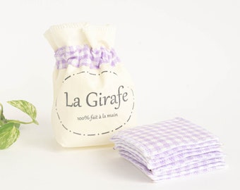 Zero Waste Cotton pads | Reusable makeup remover pads | Reusable Washable facial cleansing wipes | Cloth wipes | Lilac Checks Pattern