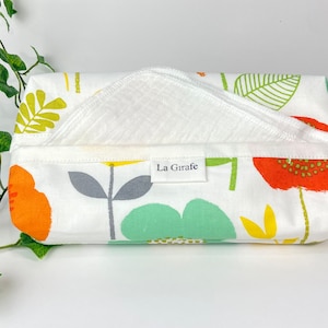 Lenços ecológicos | Lenços de algodão reutilizáveis | Lenços de desperdício zero Algodão orgânico | Caixa dispensadora opcional Cordas tropicais florais