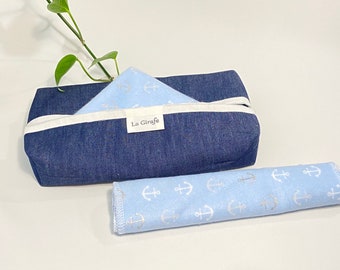 Zero Waste Tissues in Bamboo | Eco friendly reusable washable handkerchiefs | 12 Bamboo Tissues | Optional Dispenser Box