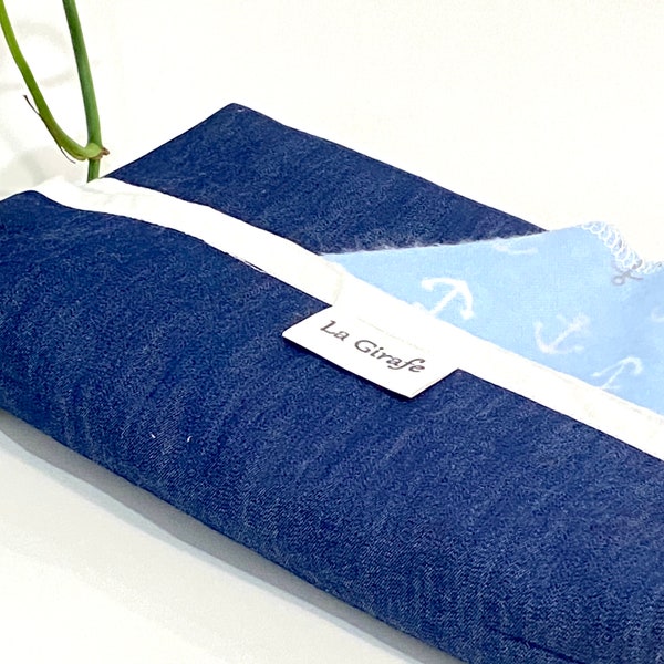 Eco friendly reusable handkerchiefs | Zero Waste Tissues in Bamboo | 12 Blue Bamboo Tissues | Optional Blue Denim Dispenser Box