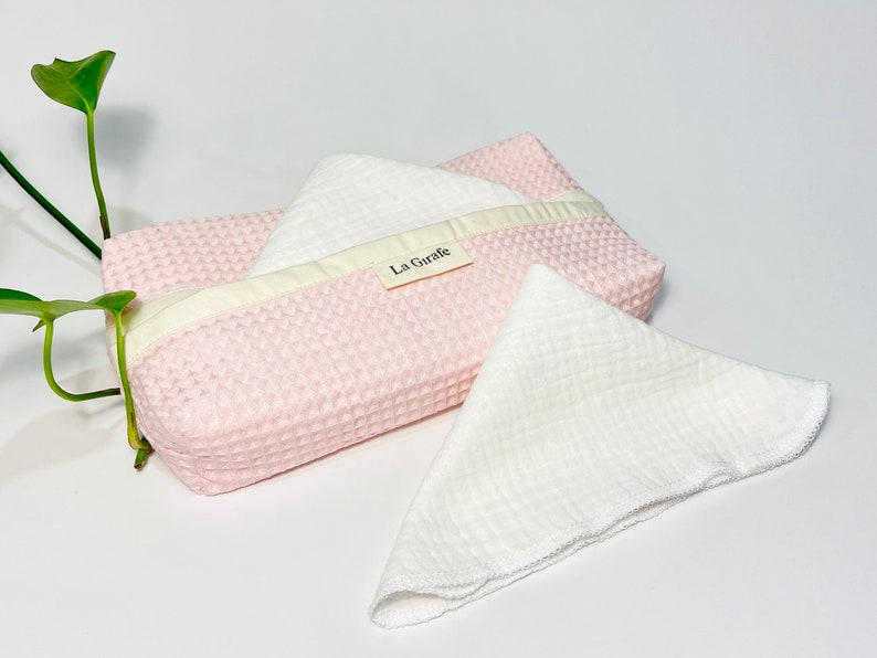 Zero Waste handkerchiefs Eco friendly Hankies White Reusable Cotton Tissues Optional Dispenser Box image 1