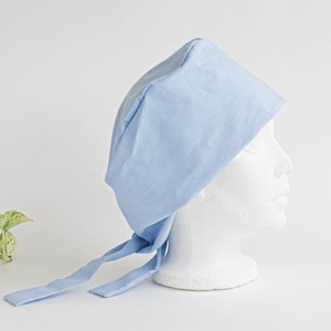 Women Scrub Cap, Surgical Scrub Hat, Nurse tie back Scrub Cap, Adjustable Cotton Scrub Cap Washable Reusable, Blue Chambray