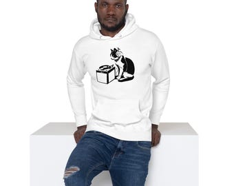 "Spin that Record Cat - Unisex Hoodie - LP ""Kitty"" - Metal - Punk - Musikliebhaber - Country - Pop - R&B - Rap - ""Unikate"" - Einzigartiges Audiophiles Geschenk."