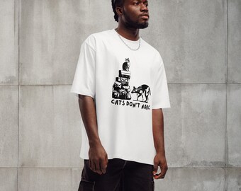 Cats Don't Narc - Übergroßes Schwergewichts-T-Shirt - Anarchie-Kleidung - Katzenliebhaber - Anti-Establing-Kleidung - Polizeihund