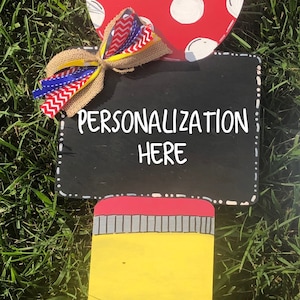 Personalized Teacher Pencil Door Hanger: Birch Wood Classroom Decor