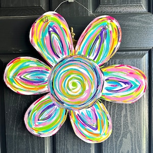 Bright Flower Door Hanger, Summer Door Hanger, Whimsy Flower Door Hanger, Flower Door Hanger, Flower Door Hanger, Bright Flower Door Hanger