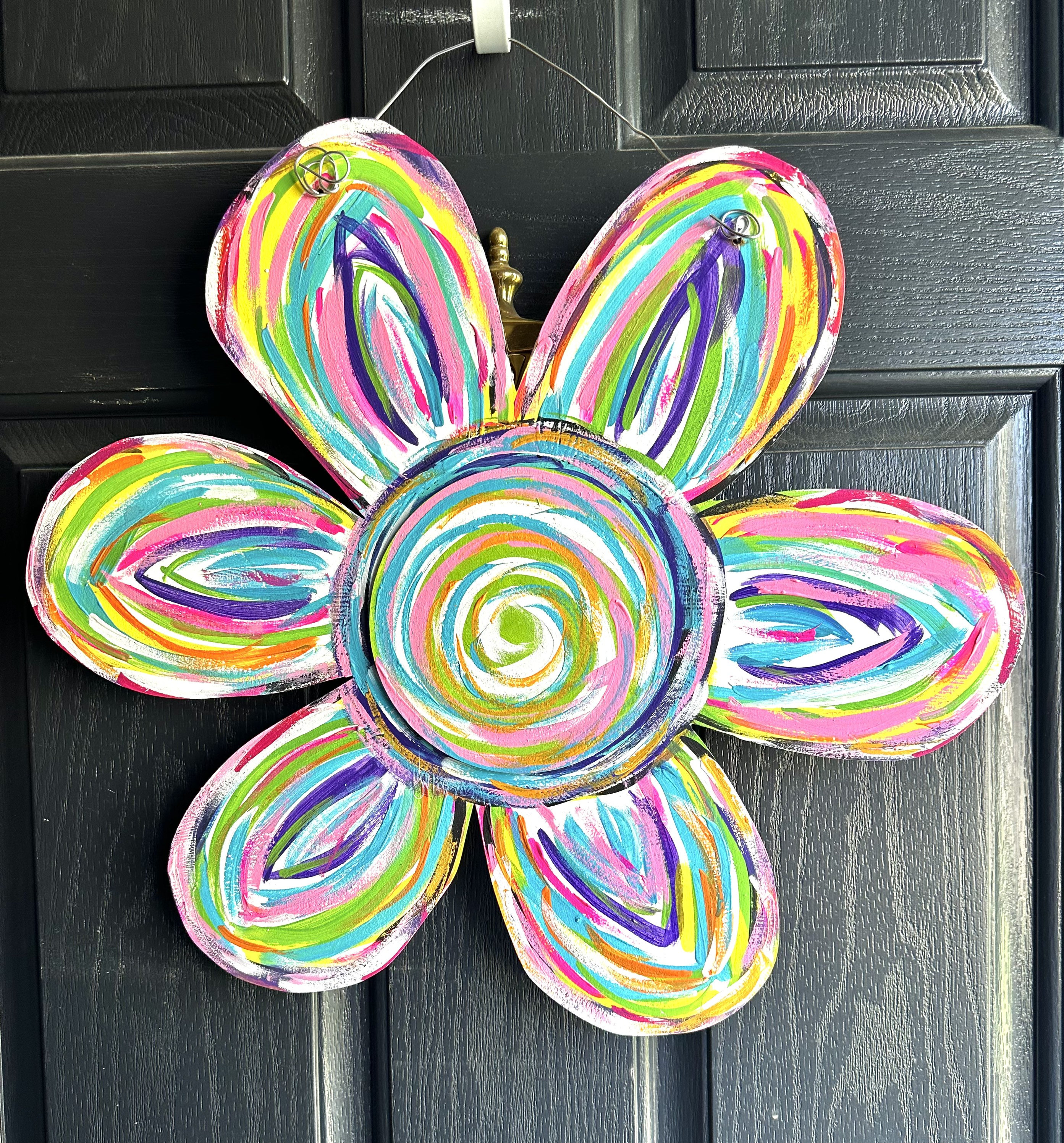 Bright Flower Door Hanger, Summer Door Hanger, Whimsy Flower Door Hanger, Flower Door Hanger, Flower Door Hanger, Bright Flower Door Hanger
