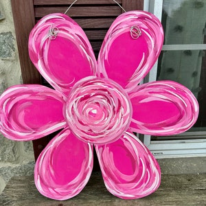 Flower Door Hanger, Bright Flower Door Hanger, Daisy Door Hanger, Whimsical Daisy Door Hanger, Pink Flower Door Hanger, Summer Door Hanger