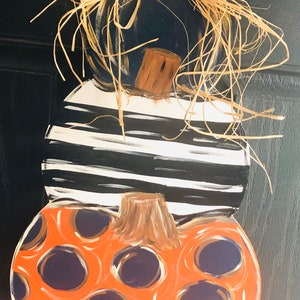 Birch Wood Stacked Pumpkin Door Hanger: Fall Halloween Decor