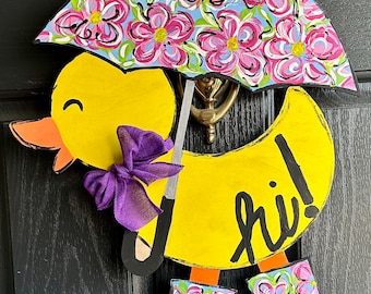 Duck Door Hanger, Spring Door Hanger, Umbrella Door Hanger, Flower Door Hanger, Duck Door Sign, Spring Door Wreath