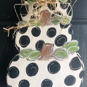Polka Dot Stacked Pumpkin Wood Door Hanger: Fall Decor
