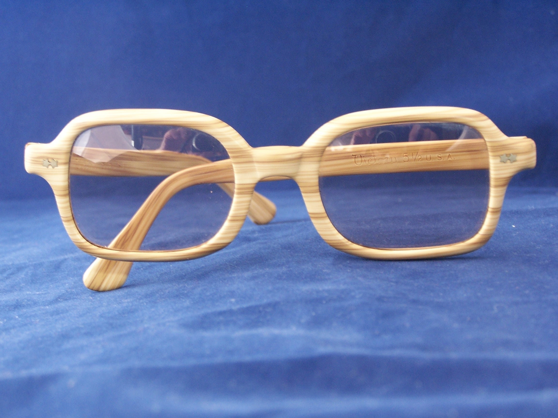 Vintage Wood Grain Style eyeglasses 1980s Retro Tinted Etsy