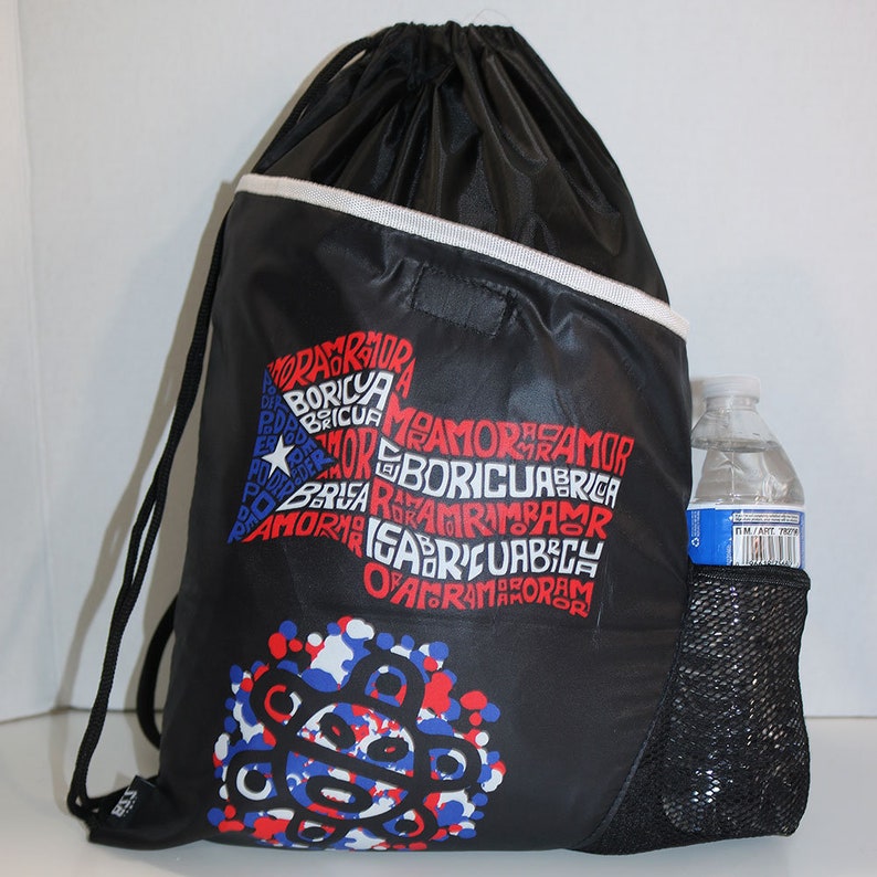 Puerto Rico Flag Gym Bag Backpack Sol Taino Bag With Strings Etsy