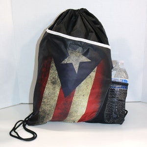 Puerto Rico flag gym bag backpack Boricua flag bag with strings washable