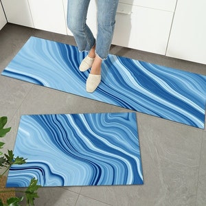 Pflegeleichte Vinyl-Küchenmatte, Geometrisch Moderne Waschbare Anti-Ermüdungs-Antirutsch-Küchen-Bodenmatte, Easy Clean Ölbeständige Küchen-Bodenmatte