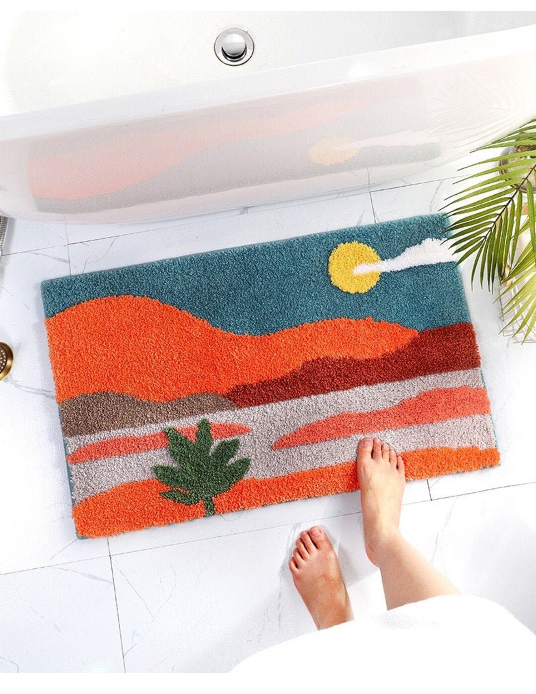 Handcrafted Bath Mat 50x80cm, Tufted Plush Bath Rugs, Washable Bathroom ...