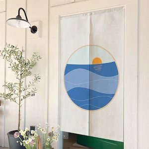 Unique Design Ikon Doorway Noren Curtain, Art Wall Tapestry for Home Decor, Cotton Linen Curtain, 33.5 x 55 inch or 85 x 140 cm