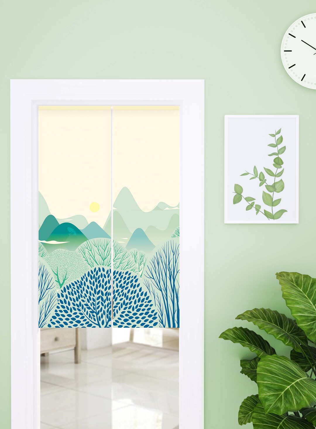 Rideau De Porte Japonais Noren GIBZ - Motif Paysage En Coton Lin Pour Décoration Maison, Salon, Chambre