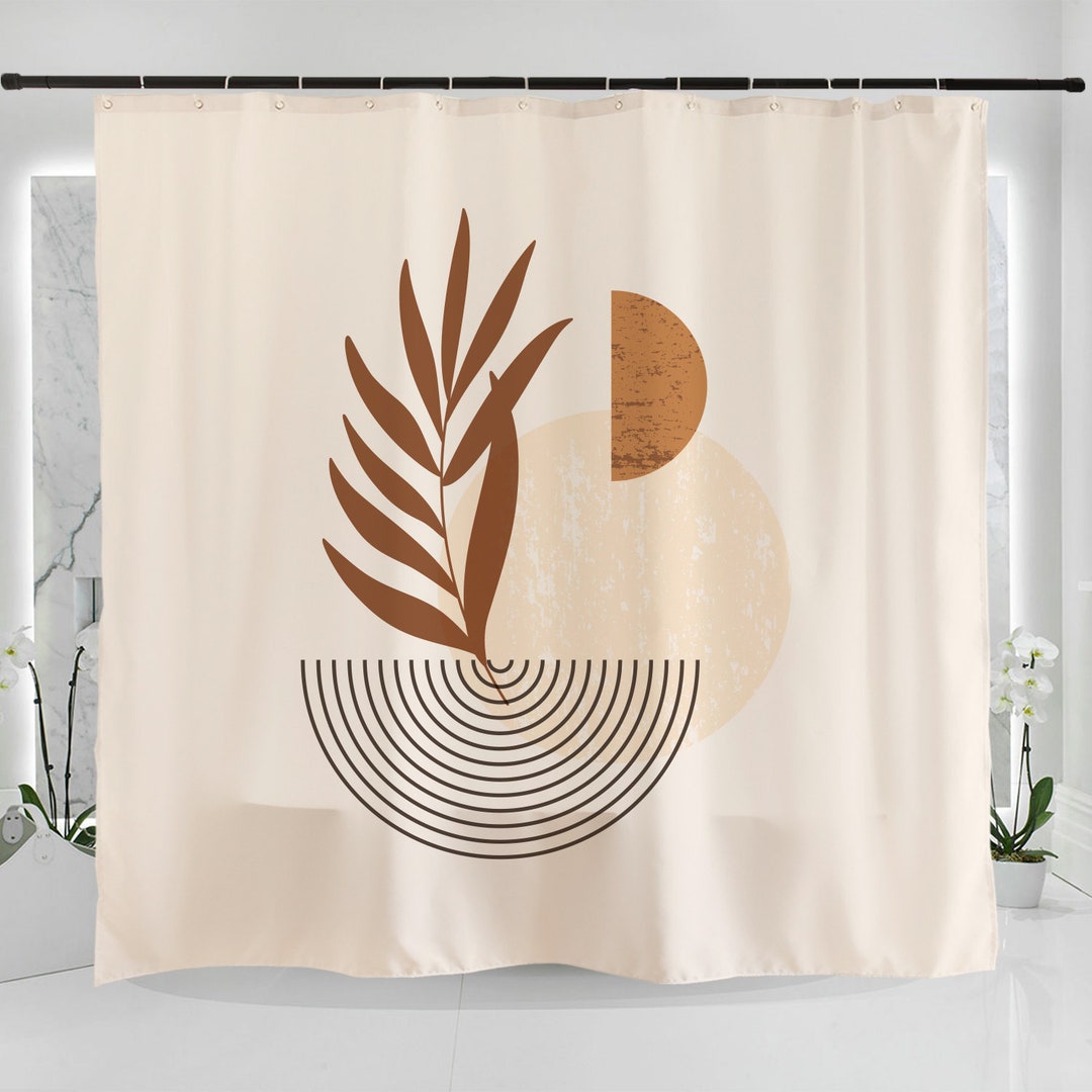 Handdrawn Unique Pastel Colour Japandi Art Shower Curtain Bathroom