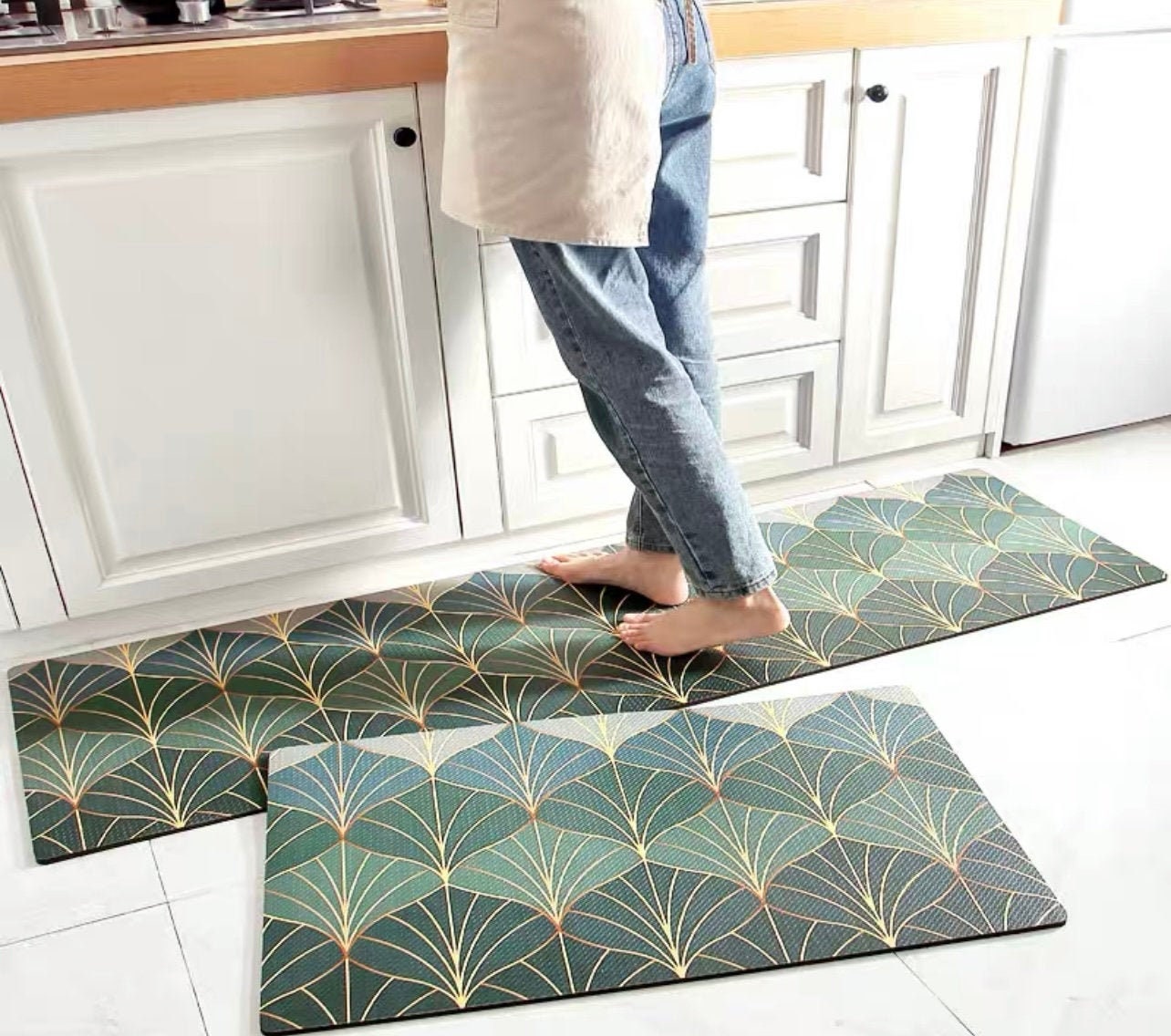 Modern Non Slip Washable Kitchen Mats Easy Clean Anti Slip Runner Rug Floor Mats