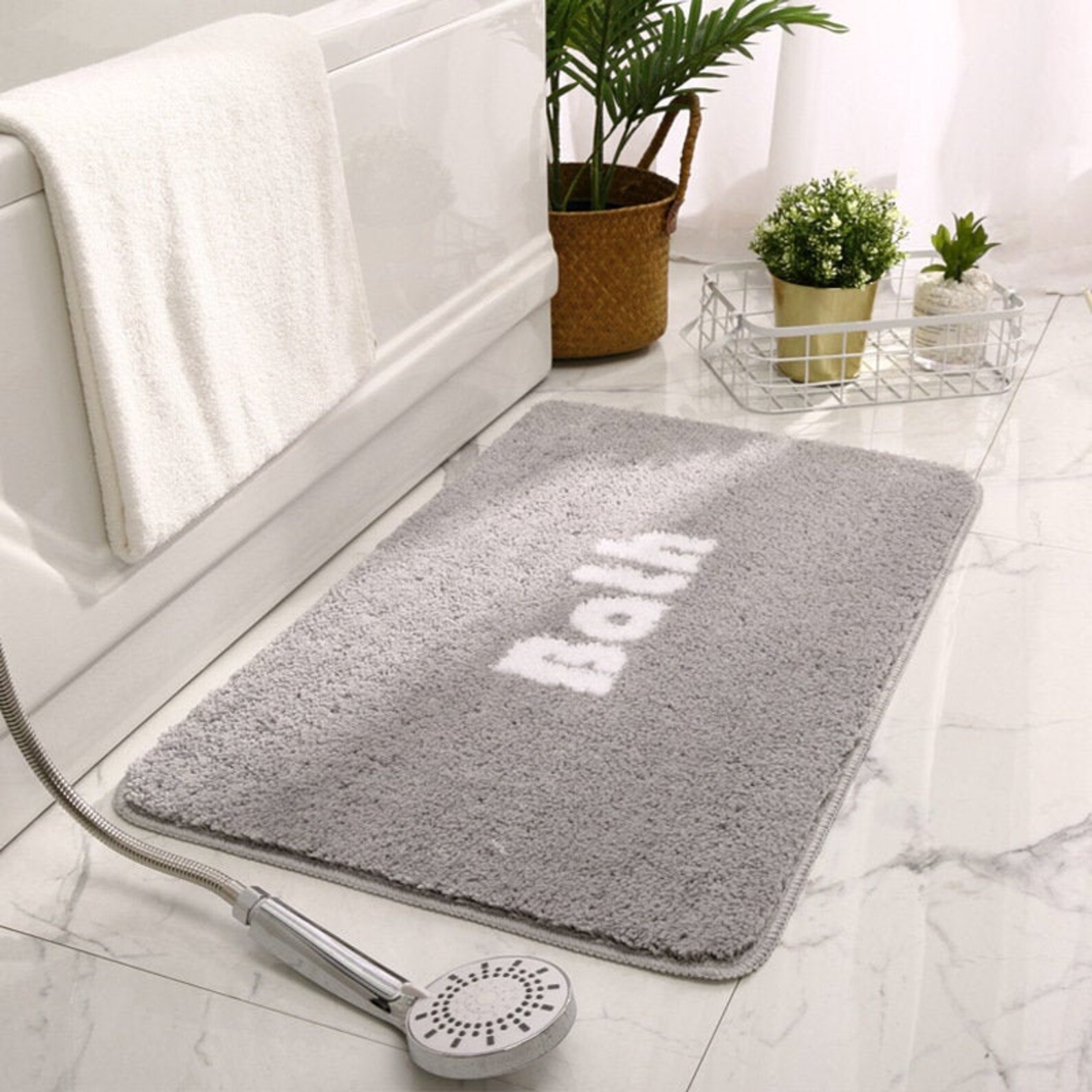 Light Grey Bath Mat 50x80cm Soft Grey Bath Rugs Washable Etsy