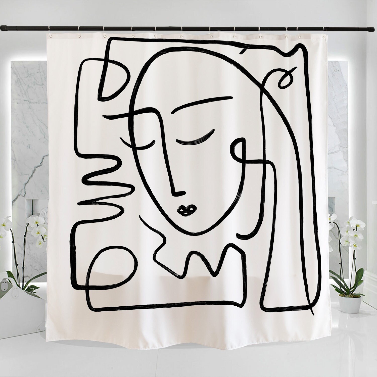 Line Art Shower Curtain Abstract Women Line Shower Curtain Etsy Canada