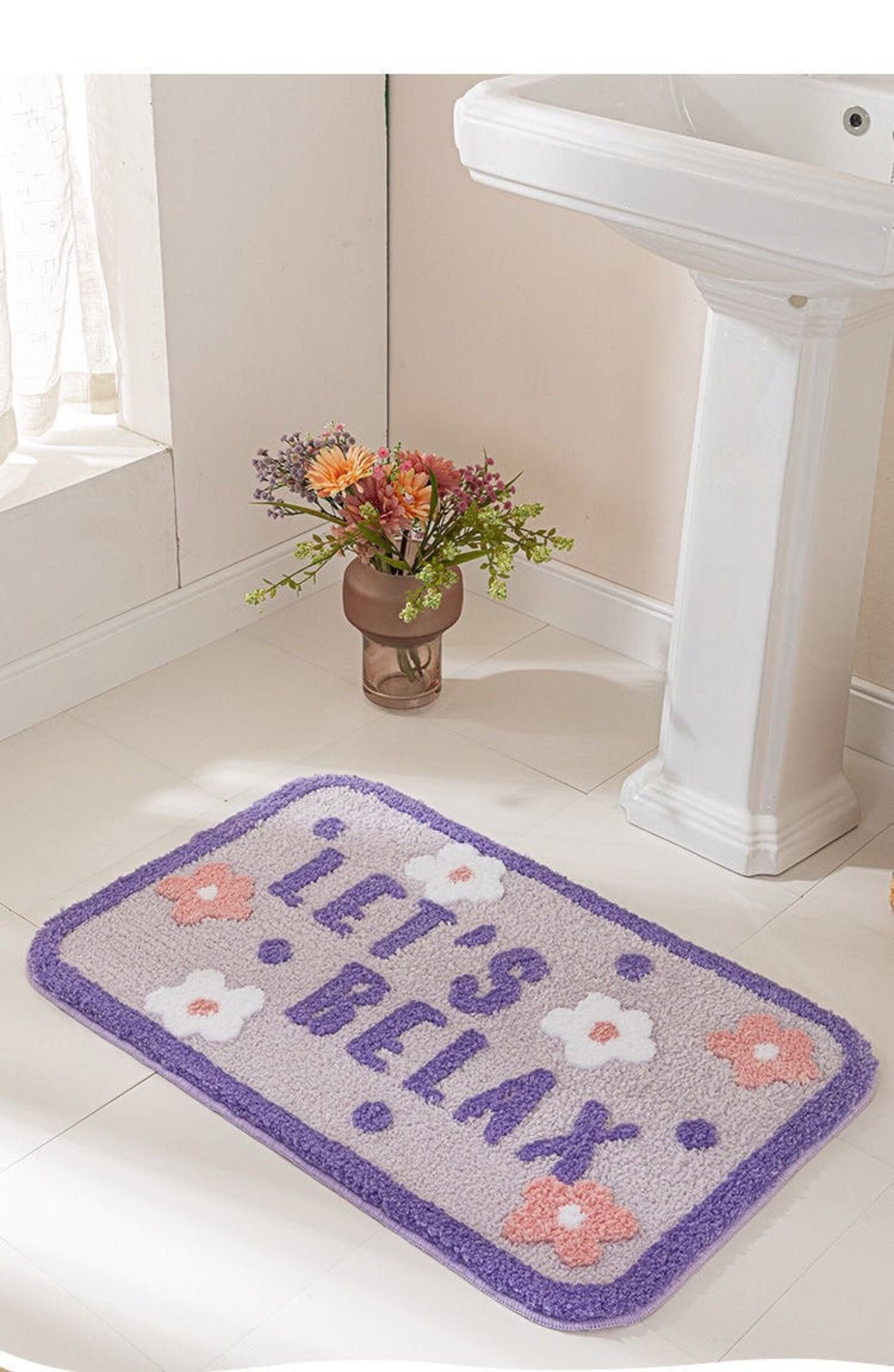Purple Bath Mat 50x80cm Tufted Plush Bath Rugs Washable Etsy