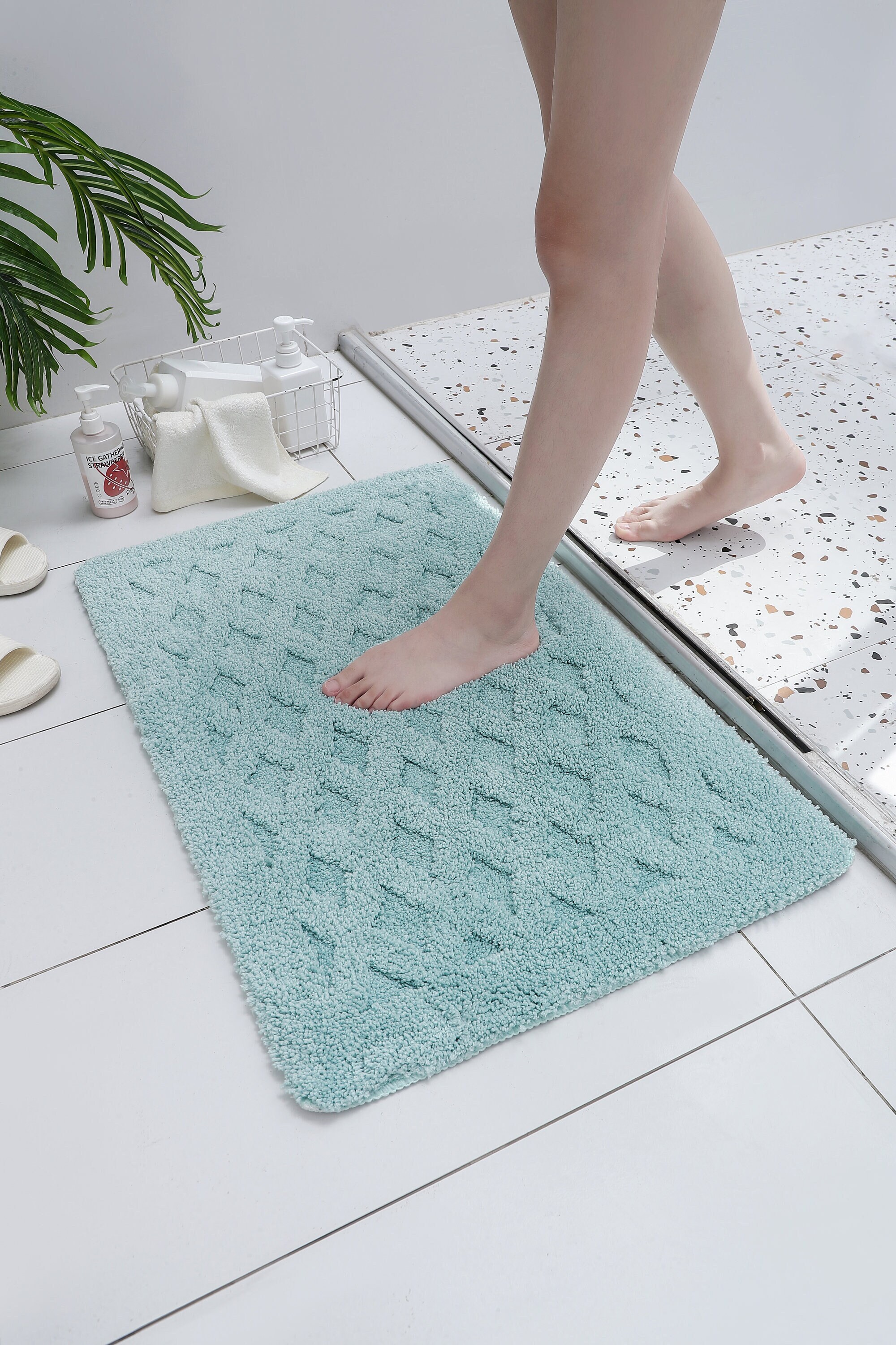 Tappetino da bagno in ciniglia antiscivolo shaggy lusso microfibra ciniglia asso