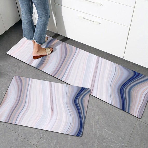 Purple Kitchen Anti Fatigue Floor Mat Marble Print Non Slip Etsy