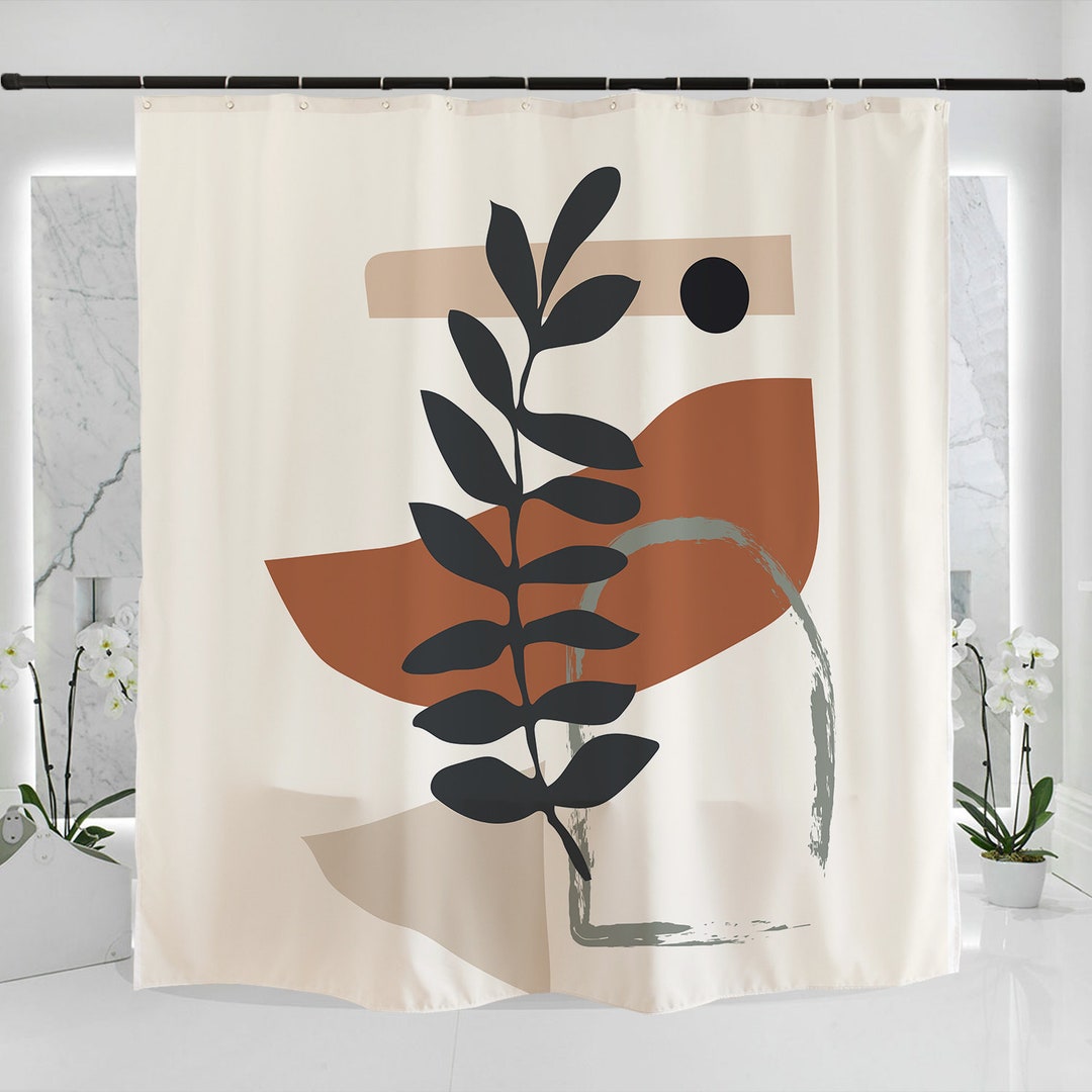 Palm Tree Shower Curtain, Waterproof Washable 71x71in, Abstract Color