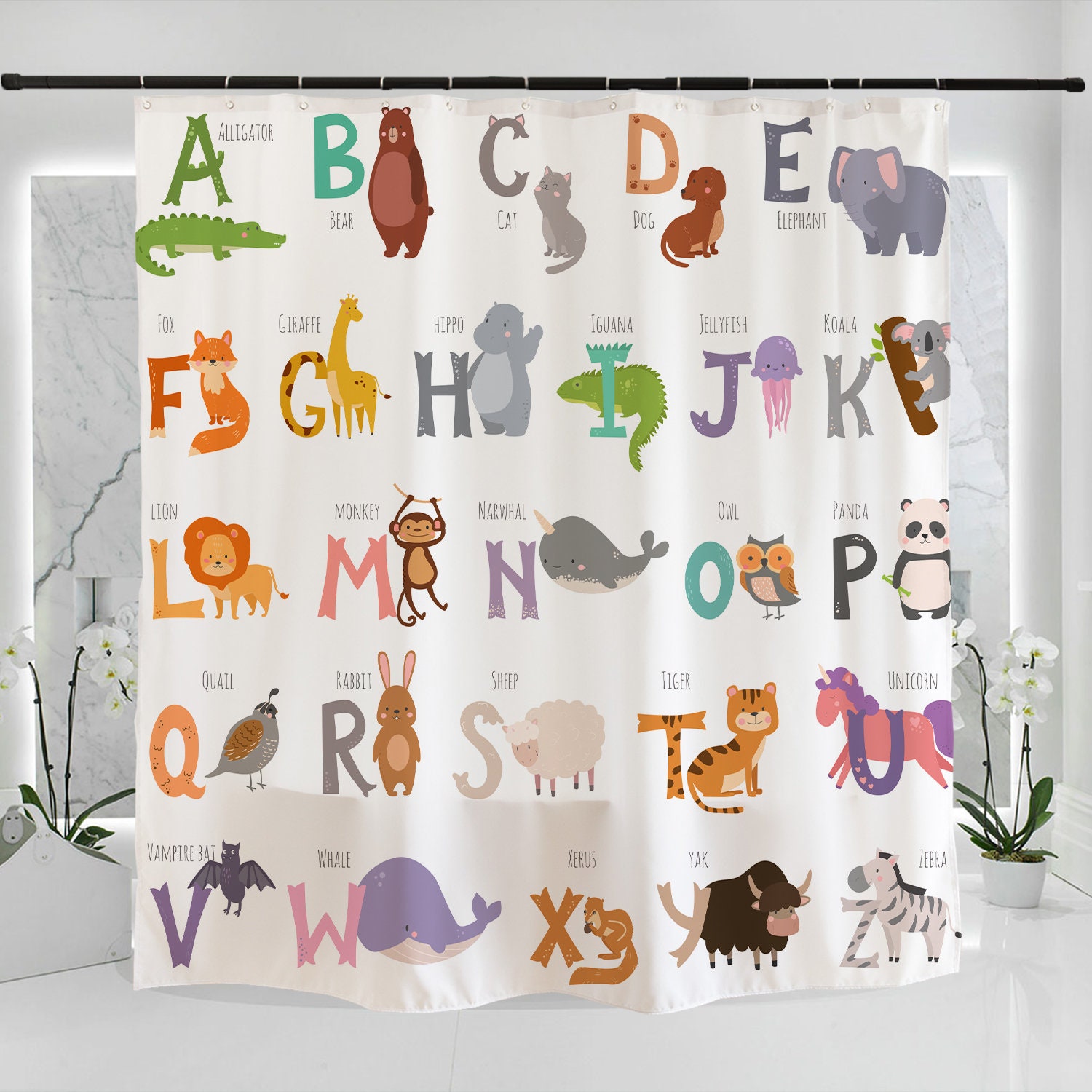 Fangkun Duschvorhang Mit Pinguin-Design – 183x183 Cm, Polyester, Inkl. 12 Haken