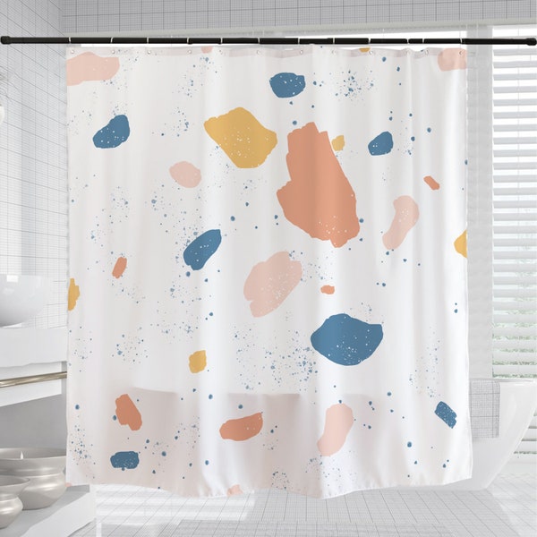 Fabric Shower Curtain for Bathroom, Waterproof Washable 71 X 71 Inch with Hooks, Cute Kids Shower Curtain, Marble Shower Curtain