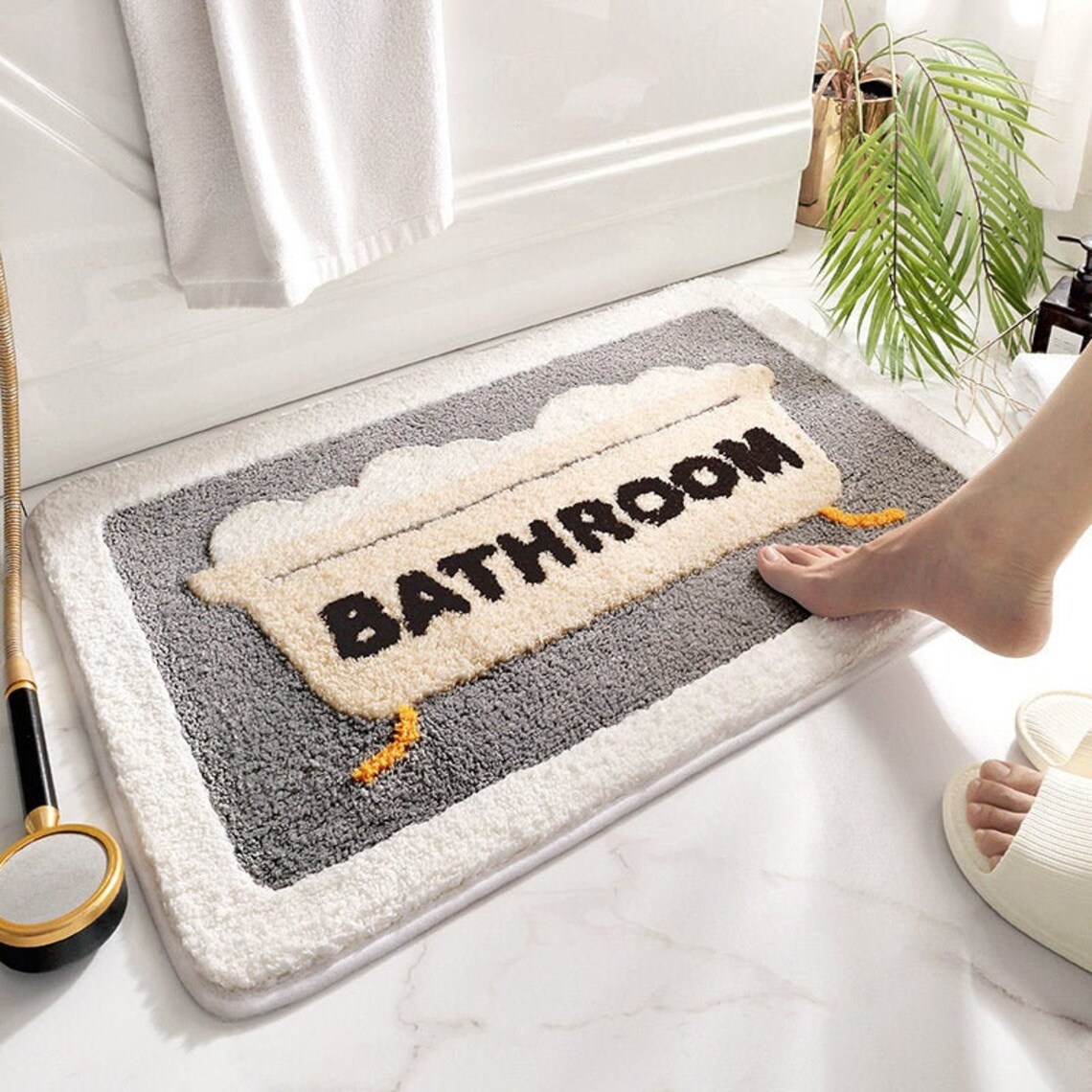 Bathtub Bathroom Mat 50x80cm Tufted Plush Bath Rugs Washable Etsy