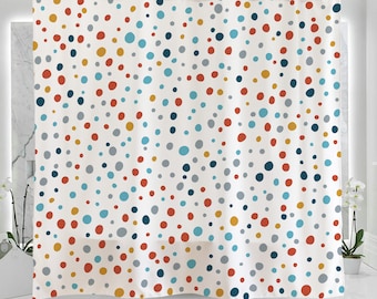 Handgezeichnete bunte Tupfen Kunst Duschvorhang Badezimmer, wasserdicht waschbar 180 x 180 cm, Abstrakt Doodle Stain Art Illustration Duschvorhang
