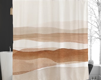 Pink Skyline Shower Curtain, Waterproof Washable 71X71in, Abstract Color Blocks Trendy Modern Shower Curtain, Housewarming Gift Ideas