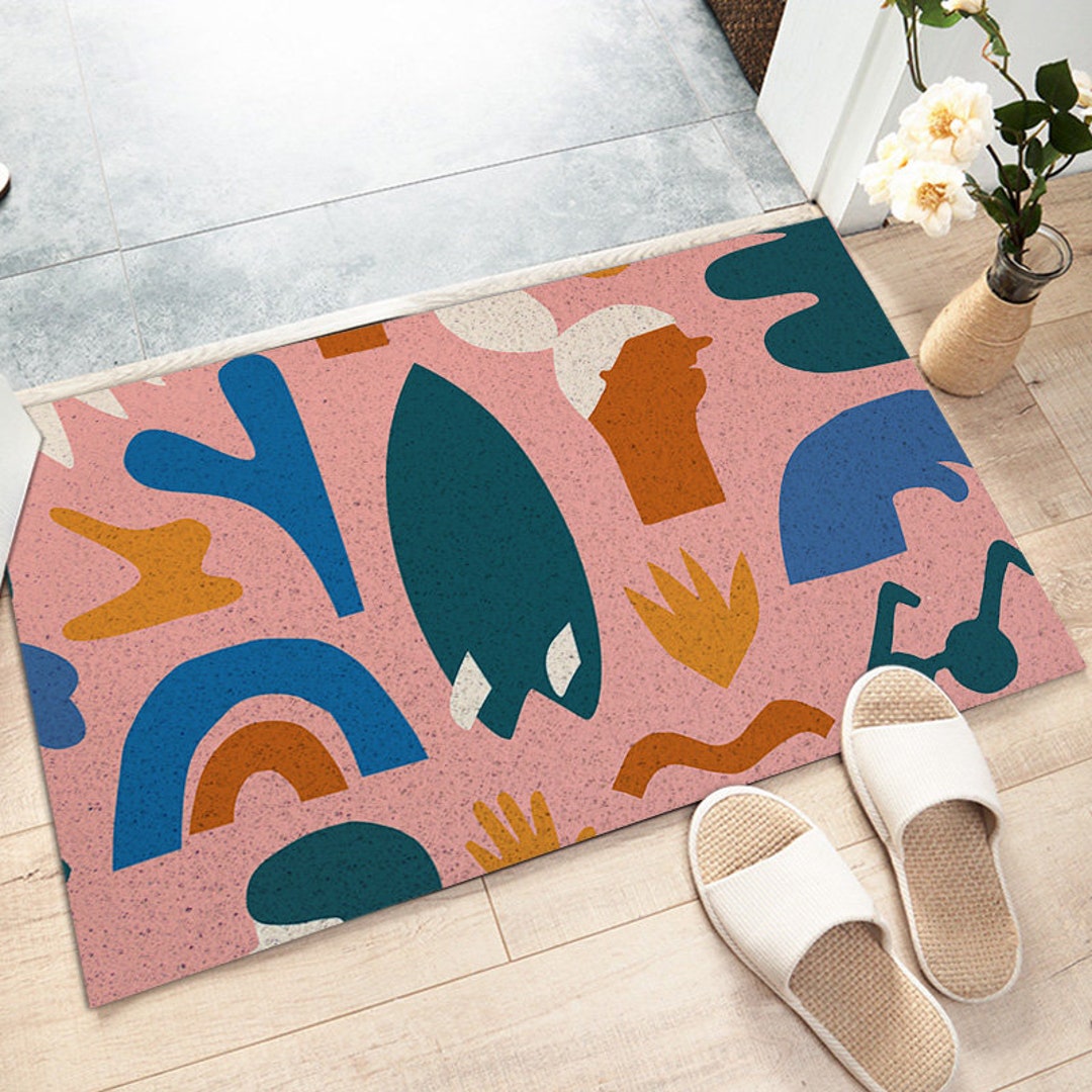 Entryway Doormat Pink Fun Art Print Coil Mat,dirt Remove Washable ...