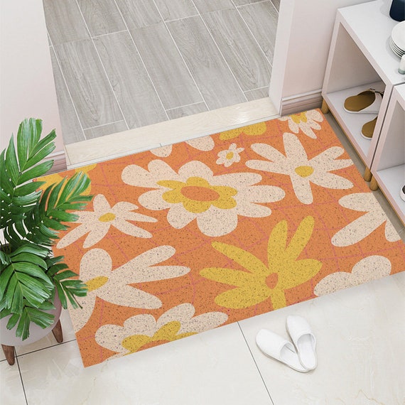 Entryway Doormat Colorful Little Flowers Art Print Coil Mat,dirt