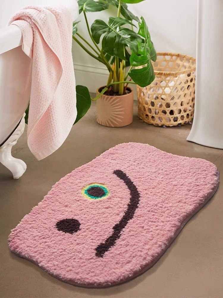 Pink Bath Mat 45x67cm Plush Cute Irregular Shaped Bath Rugs Etsy UK