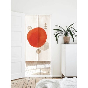 Japanese Watercolour Shades Doorway Noren Curtain,Wall Tapestry VideoCall Background Decor,Zen Vibe Art Cotton Linen Door Curtain