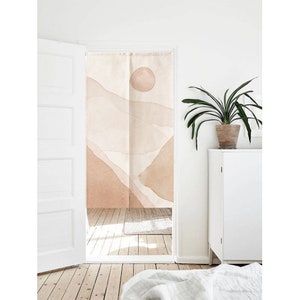 Pink Doorway Noren Curtain, Art Wall Tapestry for Home Decor, Cotton Linen Curtain, 33.5 x 55 inch or 85 x 140 cm, Room Dividers