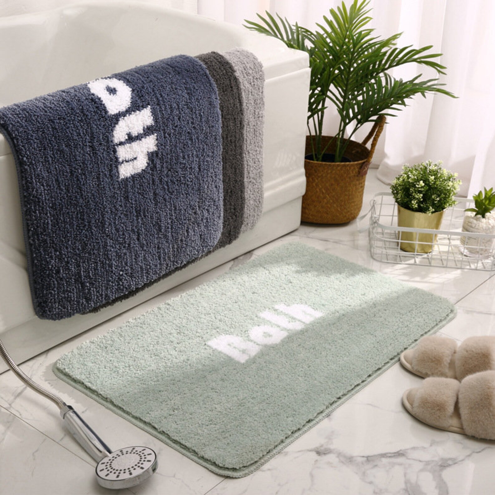 Mint Green Bath Mat 50x80cm Soft Mint Bath Rugs Washable