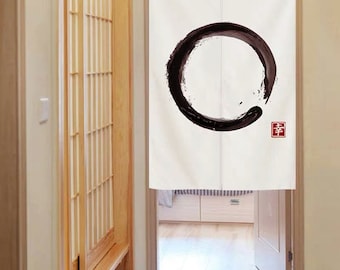 Cortina Noren para puerta, tapiz artístico para decoración del hogar, cortina de lino y algodón, 85 x 140 cm, biombo Enzo Circled Zen.