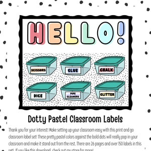 Dotty Pastel Classroom Labels Digital Download
