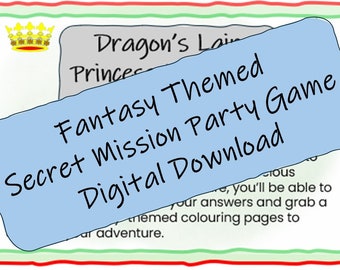 Fantasy Themed Secret Mission - Dragons, Princess, Escape Room for Kids, Party Game, Mystery Puzzle Game, Puzzles for Kids, DIY Party Game