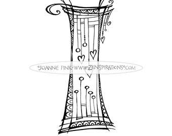 Zenspirations by Joanne Fink Letter I Instant Digital Download Printable Dangle Monogram to Color and Pattern