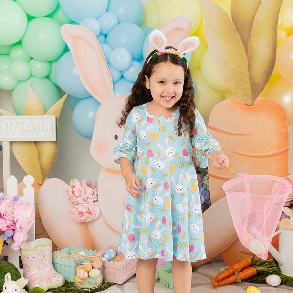 Girls Easter dress / Girl's Easter egg hunt dress / Toddler Easter outfit / Easter dress for baby girl / Bunny dress for Easter / Cute bunny