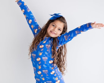 Girls Hanukkah pajamas/ Girls Hanukkah pj's/ Girls Hanukkah gift/ Toddler Hanukkah/ Toddler festival of lights gift/ Hanukkah