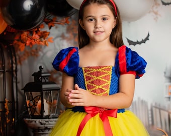 女の子用白雪姫プリンセスドレス | ハロウィンコスチューム＆誕生日パーティー衣装 | ディズニー風白雪姫プリンセスハロウィンコスチューム